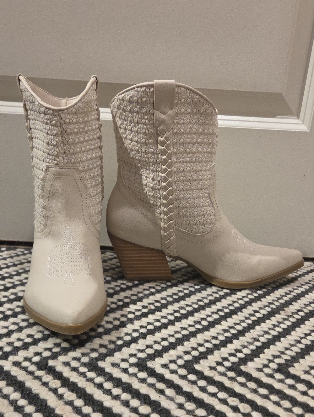 Dolce Vita Cream Woven Western Boots
